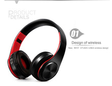 Load image into Gallery viewer, Bluetooth Wireless Headphones Foldable Black/Red with smart noise reduction